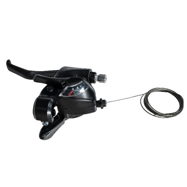Шифтер/тормозная ручка Shimano Tourney EF41, лев., 3 cк., трос 1800 мм, черный/590135