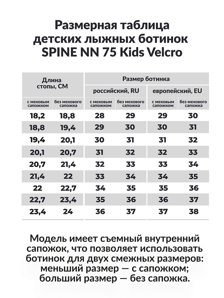 Ботинки 75 мм SPINE Kids Velcro 104 35-36р.
