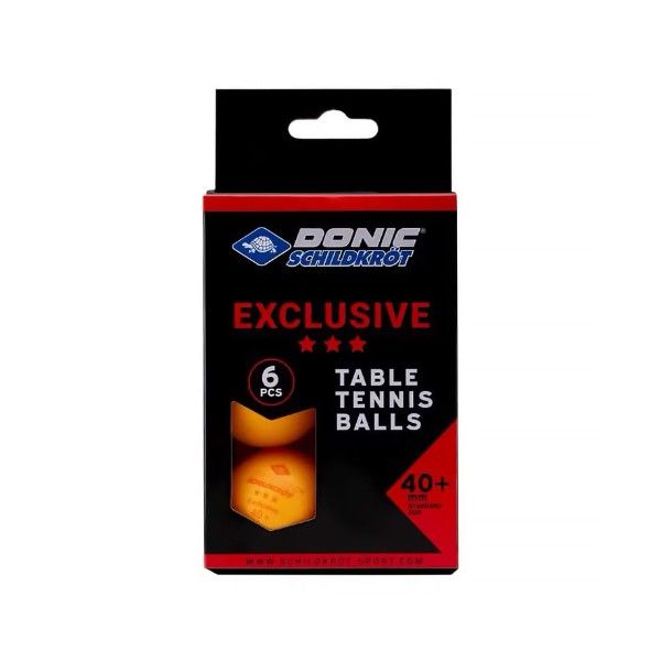 Мячики для н/тенниса DONIC EXCLUSIVE 3* 40+, 6 штук, оранжевый