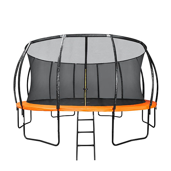 Батут DFC KENGOO II 16ft внутр.сетка, лестница, оранж/черн (488см) (два короба)